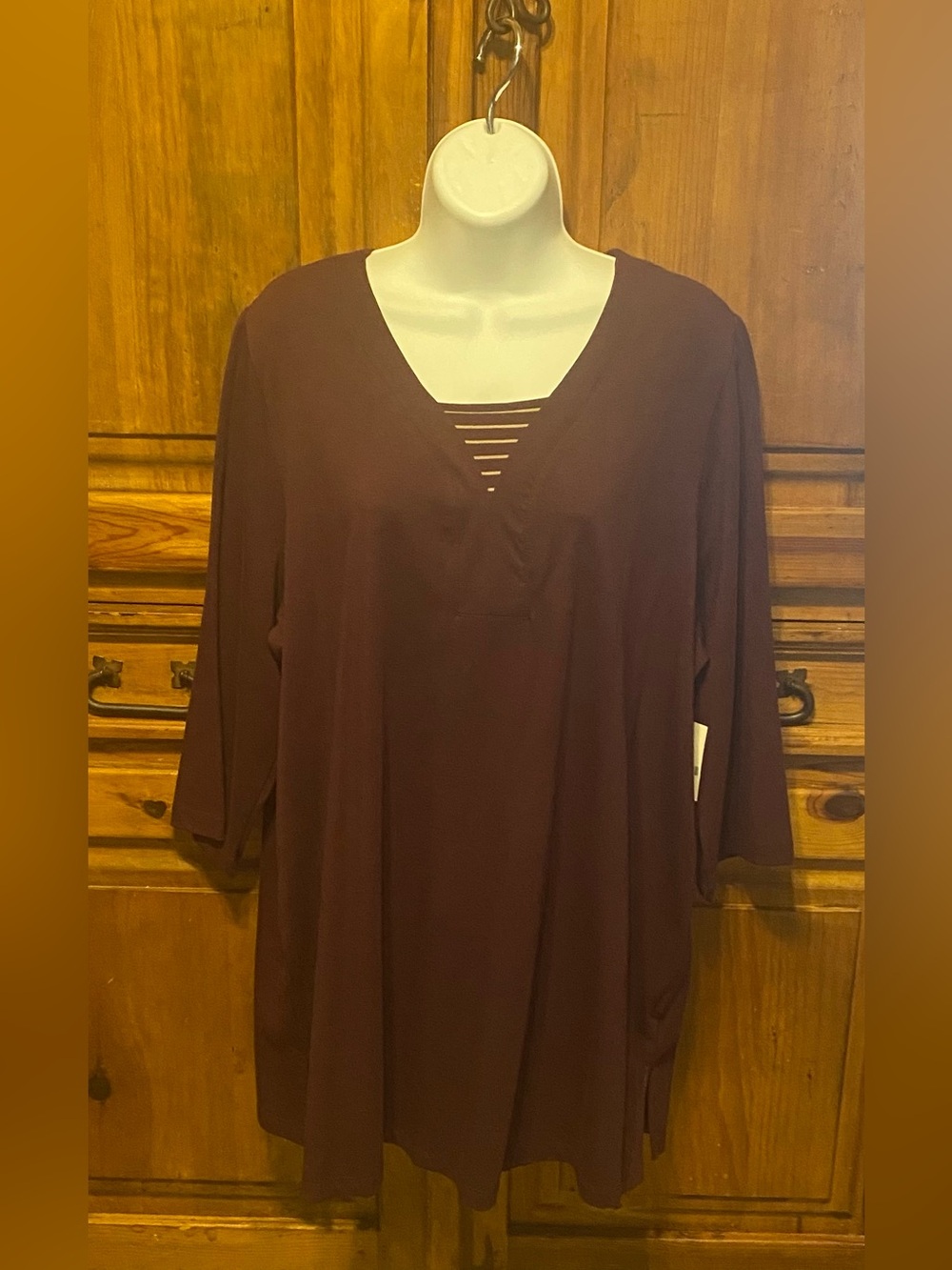 Catherines Burgundy Tunic Top blouse NWT dark academia strappy cage neckline